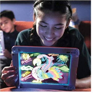 Pizarra Dibujo Mágica Con Luz + Lapices + Diseños Para Niños