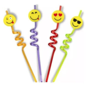Pack 4 Bombillas Forma Emoji Pajita Reutilizable Divertido