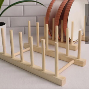 Organizador Escurridor De Platos De Bambú Color Madera